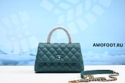 Chanel Coco Handle Flap Quilted Metallic Caviar Gold-tone Mini Turquoise - 1