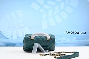 Chanel Coco Handle Flap Quilted Metallic Caviar Gold-tone Mini Turquoise - 5
