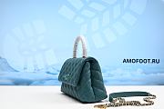 Chanel Coco Handle Flap Quilted Metallic Caviar Gold-tone Mini Turquoise - 3