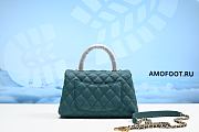 Chanel Coco Handle Flap Quilted Metallic Caviar Gold-tone Mini Turquoise - 2
