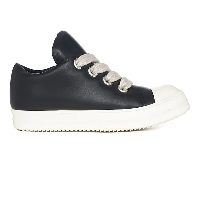 Rick Owens Jumbo Lace Padded Sneaks Low Black Milk  RU02C7893-311 - 1
