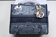 MINI LADY D-LITE BAG Blue Toile de Jouy Reverse Embroidery 17x15x7cm - 2