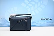 LOEWE Puzzle Bag In Satin Calfskin Onyx Blue - 4