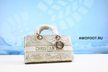 Dior Lady D-joy Medium Gold Toile de Jouy Reverse Embroidery 26 x 13.5 x 5 cm