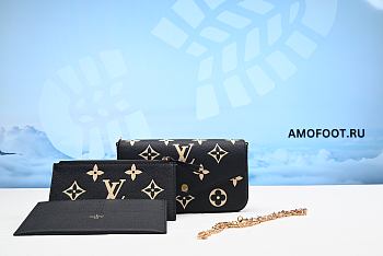 Louis Vuitton Félicie Pochette Bicolor Monogram Empriente Black/Beige 21x12x3cm