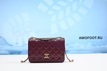 Chanel Mini Flap Bag Calfskin & Gold-Tone Metal Burgundy 12x19x8cm