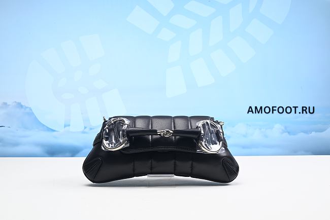 Gucci Horsebit Chain Medium Shoulder Bag Black 38x15x16cm - 1