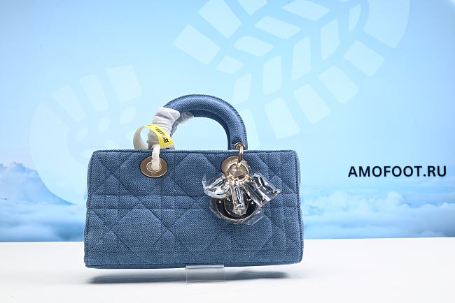 Dior Lady D-Joy Denim Macrocannage Light Blue 22x12x6cm - 1