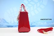 Small Lady Dior Bag Cherry Red Patent Cannage Calfskin 20x17x8cm - 5