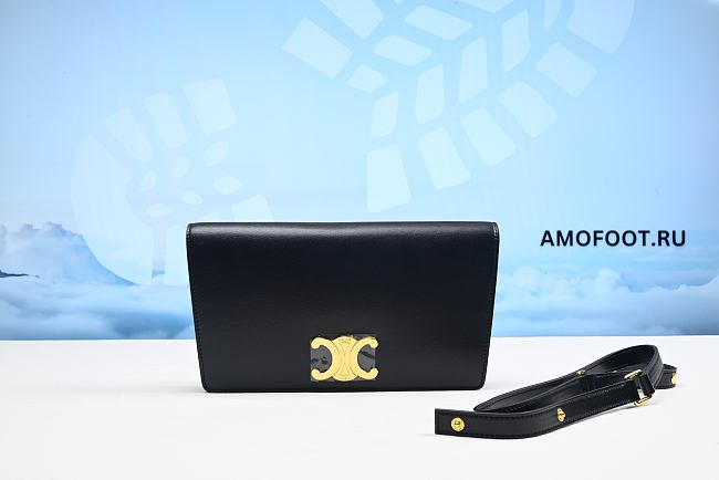 Celine Trapeze Triomphe Shoulder Bag Black 26.2x14.5x2cm. - 1