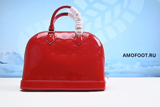 Louis Vuitton Alma Monogram Vernis PM Wine Red 22x31x15cm - 1