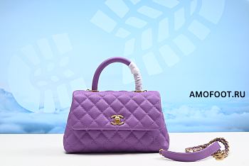Chanel 22P Quilted Coco Handle Mini Purple Caviar 19×13×8cm