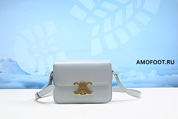 Celine Tên Triomphe Bag in Shiny Calfskin Soft Blue 19cm