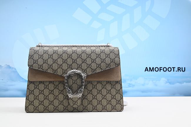 Gucci Dionysus Shoulder Bag Small GG Supreme Canvas Beige/Ebony 30cm - 1