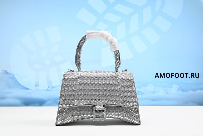 Balenciaga Hourglass Top Handle Bag XS Sparking Material Gray 23cm - 1