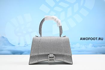 Balenciaga Hourglass Top Handle Bag XS Sparking Material Gray 23cm