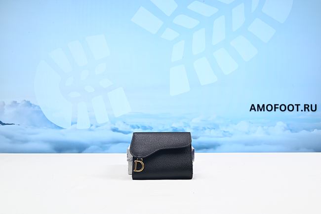 Dior Saddle Wallet Mini Grained Black Gold 11cm - 1