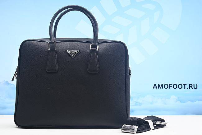 Saffiano Leather Work Bag Baltic Blue 36cm - 1