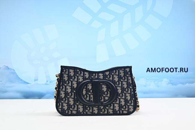 CD Signature Hobo Mini Bag Blue Dior Oblique Jacquard 23cm - 1