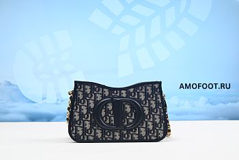 CD Signature Hobo Mini Bag Blue Dior Oblique Jacquard 23cm