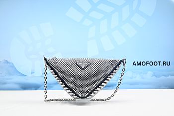 Prada Crystal-Studded Satin Pouch Crystal 26cm