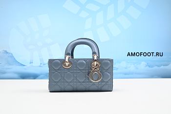 MEDIUM LADY D-JOY BAG Horizon Blue Cannage Lambskin 22cm