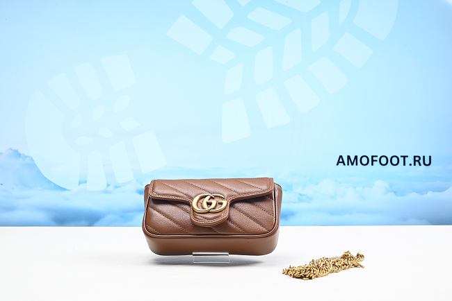 Gucci GG Marmont Super Mini Leather Shoulder Bag in Brown 16cm - 1