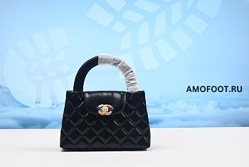 Chanel Kelly Mini Shopping Bag Mini 23K Shiny Aged Calfskin Black 19cm