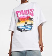 Balenciaga Paris Tropical T-Shirt Medium Fit White/Pink - 3