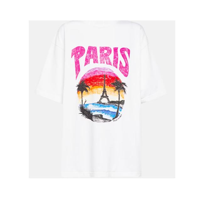 Balenciaga Paris Tropical T-Shirt Medium Fit White/Pink - 1