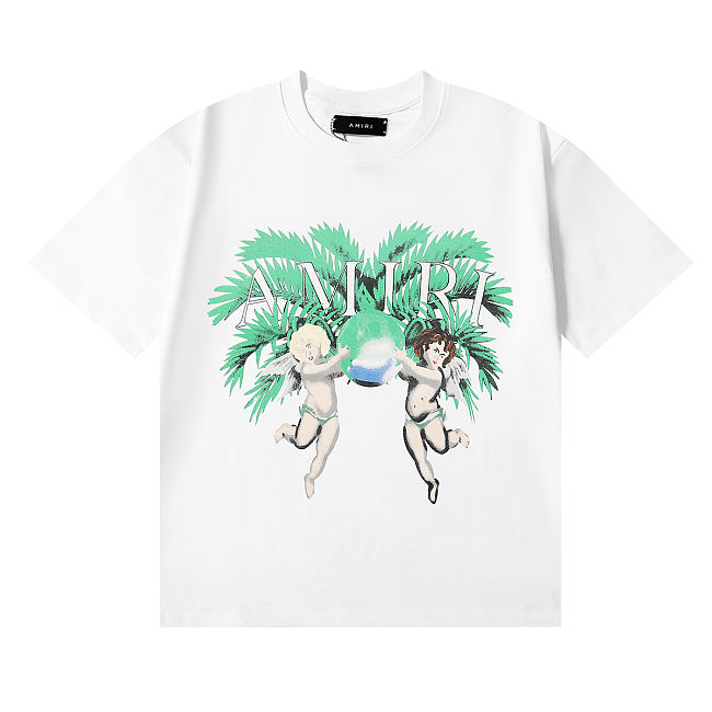 Amiri T-shirt Front logo print Back airbrushed graphics white color - 1