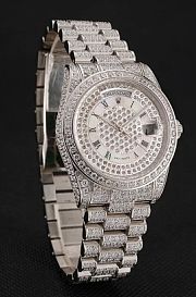 Swiss Rolex Day-Date Diamond Pave Dial Diamond Case Diamond Bracelet 1453950 - 4