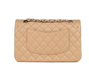Medium Classic Double Flap Bag Beige Lambskin Silver Hardware 25cm - 6