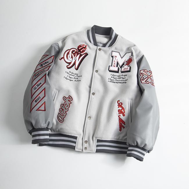 Ac Milan Grey Wool Varsity Jacket - 1