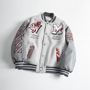 Ac Milan Grey Wool Varsity Jacket
