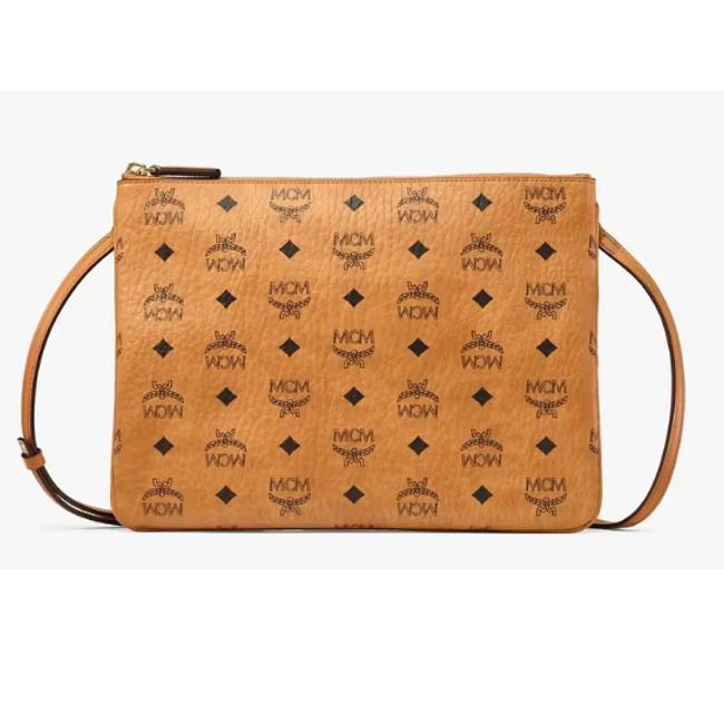 MCM Medium Crossbody Pouch in Visetos Original Cognac 21cm - 1