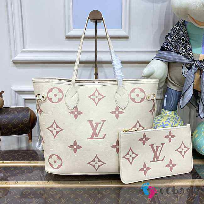 Louis Vuitton M58907 Neverfull MM Bag In Pink/ White 31x28x14cm - 1