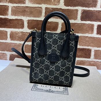 Gucci mini tote bag with interlocking Black 16*20*7CM