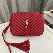 Saint Laurent Lou Quilted Camera Bag Red Calfskin Gold Hardware 23x16x6cm - 1