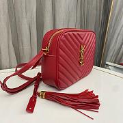 Saint Laurent Lou Quilted Camera Bag Red Calfskin Gold Hardware 23x16x6cm - 5