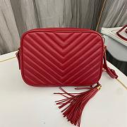 Saint Laurent Lou Quilted Camera Bag Red Calfskin Gold Hardware 23x16x6cm - 3