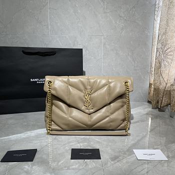 Saint Laurent Loulou Puffer Quilted Shoulder Bag Nude/Beige 35x23x13.5cm