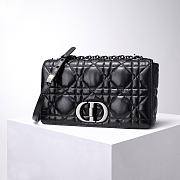 Dior Caro Medium Quilted Macrocannage Calfskin Bag - Black 25.5x15.5x8cm - 1