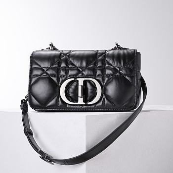 Dior Caro Medium Quilted Macrocannage Calfskin Bag - Black 20x12x7cm