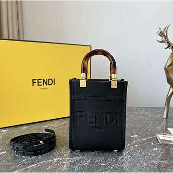 Fendi Sunshine Black Leather Mini Tote 13cm