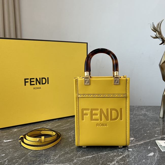 Fendi Sunshine Yellow Leather Mini Tote 13cm - 1