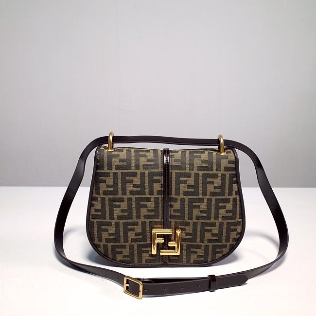 Fendi Medium C’mon FF Jacquard Shoulder Bag 25x7x20cm - 1
