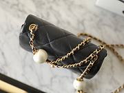 Chanel Mini Square Pearl Flap Bag Black Lambskin 11.5x17x5cm - 2