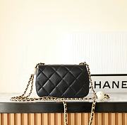 Chanel Mini Square Pearl Flap Bag Black Lambskin 11.5x17x5cm - 4