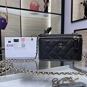 Chanel Black Quilted Caviar Long Vanity Case Gold Hardware 16x8x10cm - 1